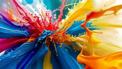 Poster - Vibrant liquid explosion: dynamic colorful paint splashes in motion