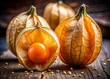 © Four888 - Close-up of a halved cape gooseberry revealing its vibrant seeds and juicy pulp.