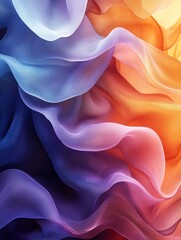 Fototapete - Pastel colored abstract waves flowing and mixing together