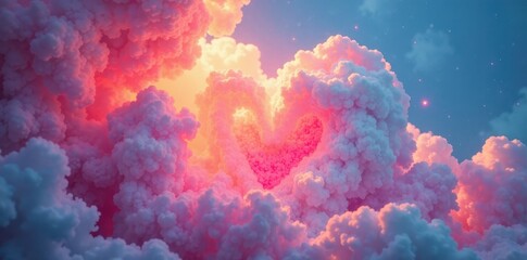 Wall Mural - Rainbow cloud heart, ethereal, romantic scene , wallpaper, light