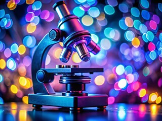 Poster - Microscopic Wonder: Bright Light Bokeh, Curiosity & Scientific Exploration