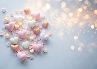 Poster - Minimalist Abstract Romantic Hearts Scattered Layout - Stock Photo