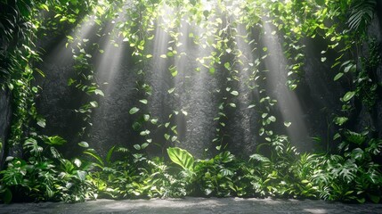 Wall Mural - Sunbeams through foliage.