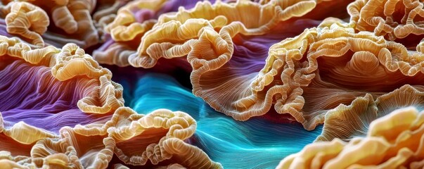 Poster - Vibrant Textures of Colorful Abstract Waves in Close-Up View of Oceanic Coral Reefs and Aquatic Patterns Reflecting Light in Soft Focus