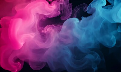 Wall Mural - a vibrant display of swirling pink and blue smoke against a dark background, creating an abstract an