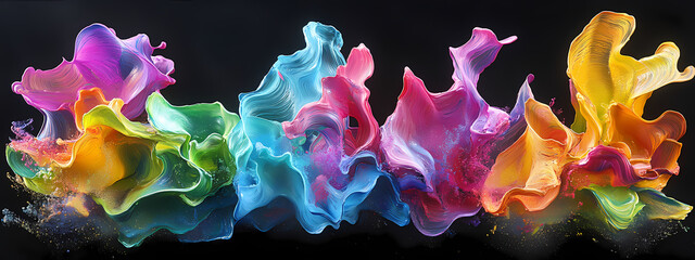 Wall Mural - Fluid rainbow paint in motion