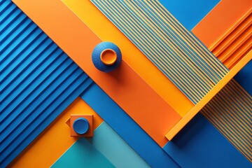 Poster - Modern Abstract Banner Design: Blue and Orange Minimalist Stripes