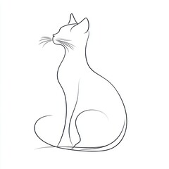 Wall Mural - Elegant cat line art, white background, design element, pet illustration