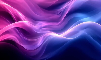 Wall Mural - a vibrant abstract composition featuring flowing waves of pink and blue hues, evoking a sense of mov