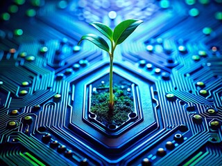 Poster - Nature Meets Technology: Green Plant Sprouting from Circuit Board