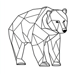 Wall Mural - Geometric bear illustration, white background, polygonal art, design element