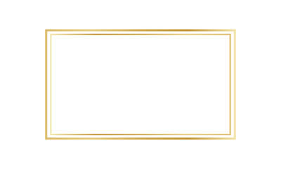 gold rectangle frame with luxurious golden line border, isolated on transparent background. elegant 