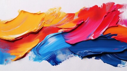 Poster - vibrant abstract expression of colorful paint strokes on canvas with bold swirls and dynamic texture