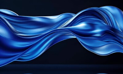 Wall Mural - a fluid, abstract representation of waves in a deep blue tone, evoking motion and elegance.