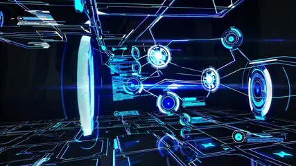 Leinwandbilder - Exploring futuristic digital interface designs with glowing elements and data visualization in a cyber environment