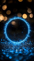 Futuristic Blue Glowing Circle, Abstract Technology Concept, Digital Art Illustration