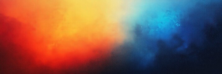Poster - Vibrant Grunge Abstract Background with Grainy Texture Blending Warm Colors Red and Orange with Cool Shades of Blue and Black for Visual Impact