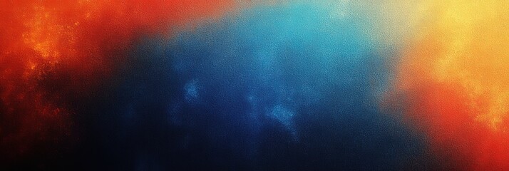 Poster - vibrant grunge background in grainy texture with rich colors of blue, orange, and red for dynamic ar
