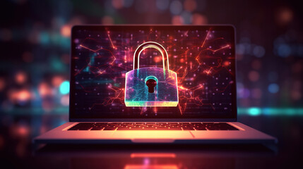 Poster - Outstanding Locking Down Padlock Icon Hovering over Screen