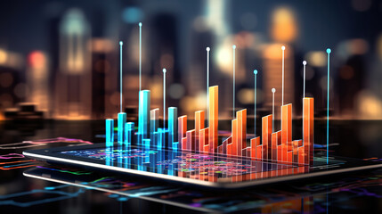 Poster - Outstanding Person Holding Tablet with Data Visualization