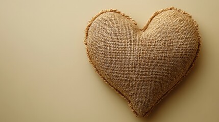 Poster - woven heart design on a beige background for creative and artistic projects valentine day