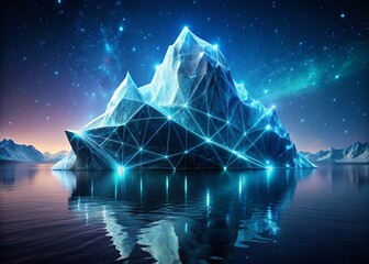 Poster - Futuristic Antarctic Iceberg: Big Data Success in Reflective Night Ocean