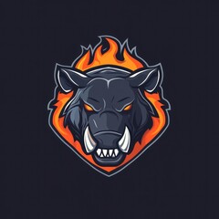 Wall Mural - Fiery Boar Mascot Head Logo Design