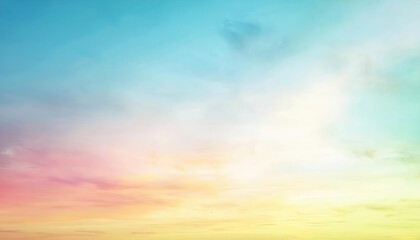 Poster - soft pastel gradient sky with blue, pink, and yellow hues ideal for serene backgrounds, graphic design, or calming digital art concepts

