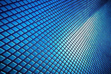 Poster - Silhouette of geometric grid pattern on white background, blue and black contrast, minimalist design