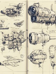 Poster - hand drawn sketches of technology in a notebook.