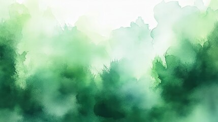Poster - Lush Green Watercolor Abstract Background with Soft Textures and Shades for Artistic and Creative Projects and Designs