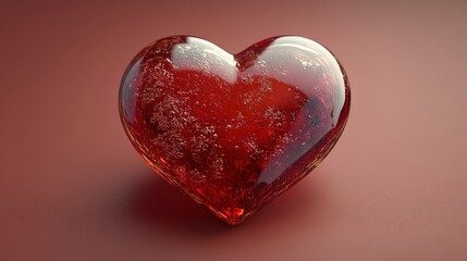 Poster - Heart shaped glass object on soft pink background for decorative or artistic purposes valentine day