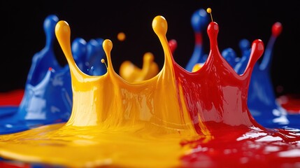 Canvas Print - Vibrant red, yellow, and blue paint splashes.