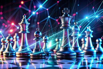 Poster - Strategic Planning: Chess, Data & Arrows Long Exposure Stock Photo