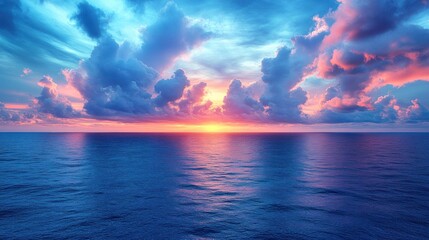 Canvas Print - Vibrant sunset over calm ocean. (1)