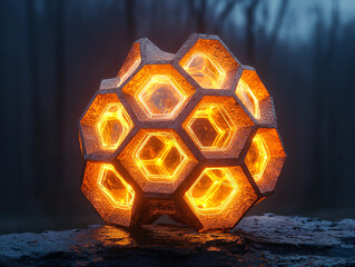 Wall Mural - Glowing Honeycomb Orb