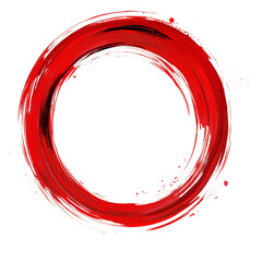 Aufkleber - A digitally created image featuring a bold red circular brush stroke on a black background creating an abstract design.