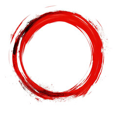 Aufkleber - A vibrant red circular brush stroke creates an abstract painting on a black background.  The dynamic movement and texture are striking.