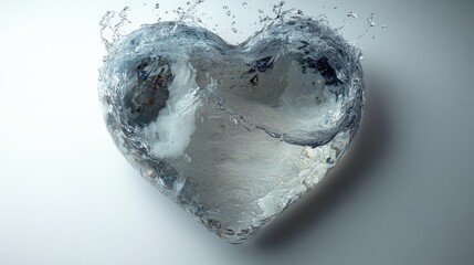 Poster - Heart shaped object with water splashing on it in a captivating close up view valentine day