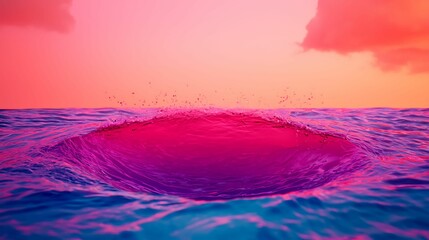 Wall Mural - a vibrant ocean scene featuring a swirling pink vortex, contrasted against a serene sky, creating a 