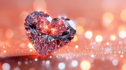 Wall Mural - Heart shaped diamond gemstone on soft pink background for jewelry and decoration purposes valentine day