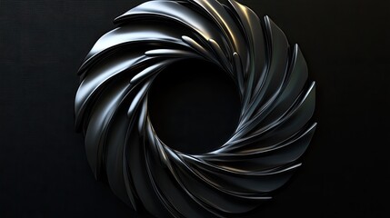 Poster - A polished silver luxury logo in the center of a dark background, with a subtle light gradient to create an elegant contrast