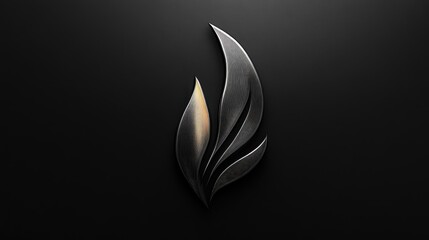 Poster - A polished silver luxury logo in the center of a dark background, with a subtle light gradient to create an elegant contrast