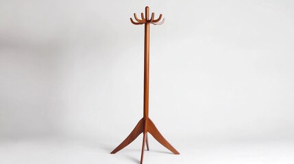 Wall Mural - Wooden coat stand with multiple hooks on a tripod base.