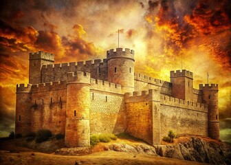 Poster - Vintage Style Photo:  Cybersecurity Fortress - Digital Shield Against Crime