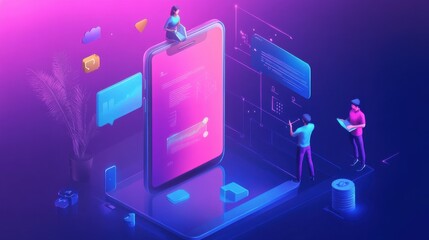 Poster - Smartphone web designer team, phone brand, geek layout, internet business prototype, goals, sketch, plan, conceptualization, solution, success