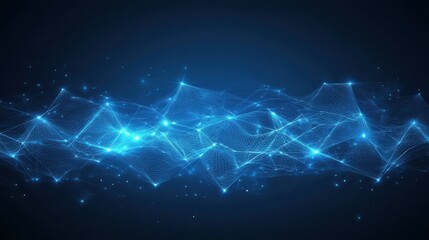 Poster - Abstract digital network, futuristic technology and connectivity concept, geometric blue mesh design in cyberspace