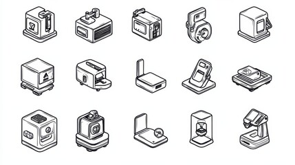 Poster - 3D printing technology hand drawn outline doodle icon set. Outline doodle icon set for print, web, mobile and infographics. 3d printer vector sketch illustration set isolated on white background.
