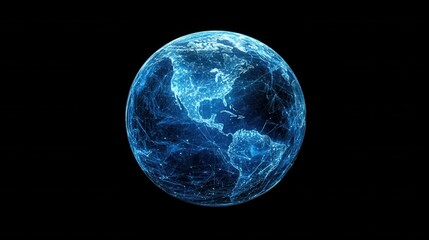 Poster - abstract digital planet earth with a global network and connectivity concept made of glowing dots, l