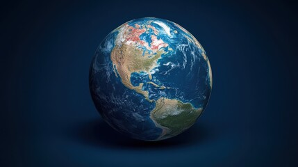 Poster - Digital world globe centered on America, concept of global network and connectivity on Earth, high speed data transfer and cyber technology, information exchange and international telecommunication